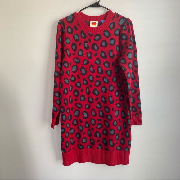 Farm Rio Blakely Tunic Sweater Dress Size Small NWT Leopard Cheetah - Picture 1 of 6